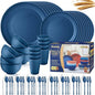Wheat Straw Dinnerware Sets, 64-Piece Plates and Bowls Sets by HOMMALY