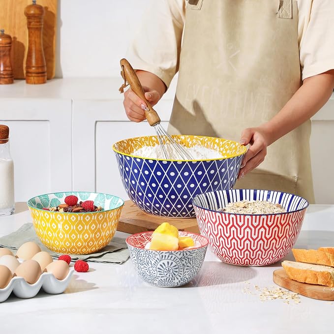 Selamica Ceramic Mixing Bowls, Nesting Bowls Set of 4 - Image 2
