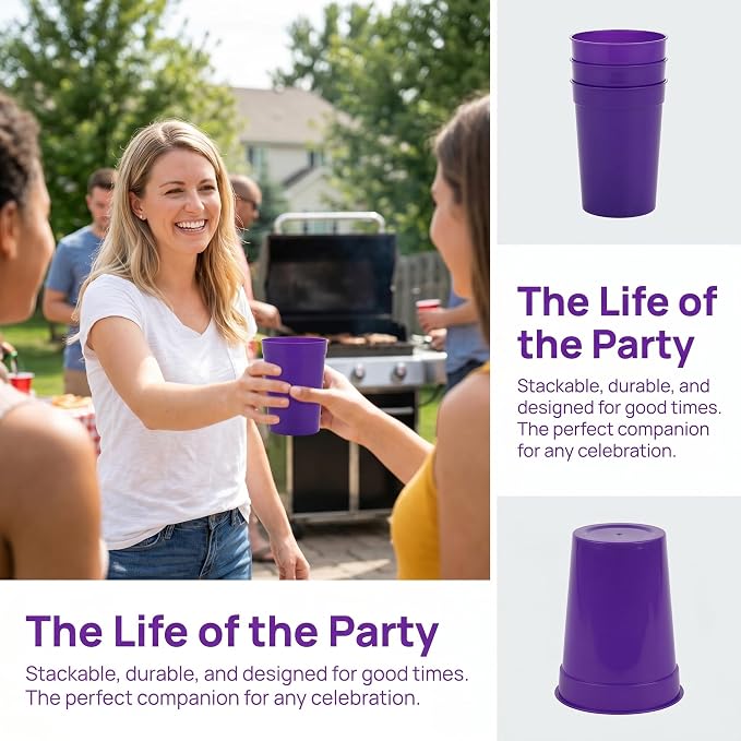 Fasmov 30 Pack 16 oz. Plastic Cups Plastic Tumblers Blank Reusable Drink - Image 6