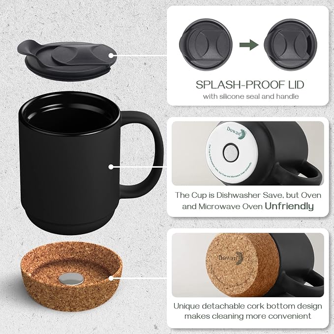 DOWAN Coffee Mugs Set of 2, 15 OZ Coffee Cup - Image 4