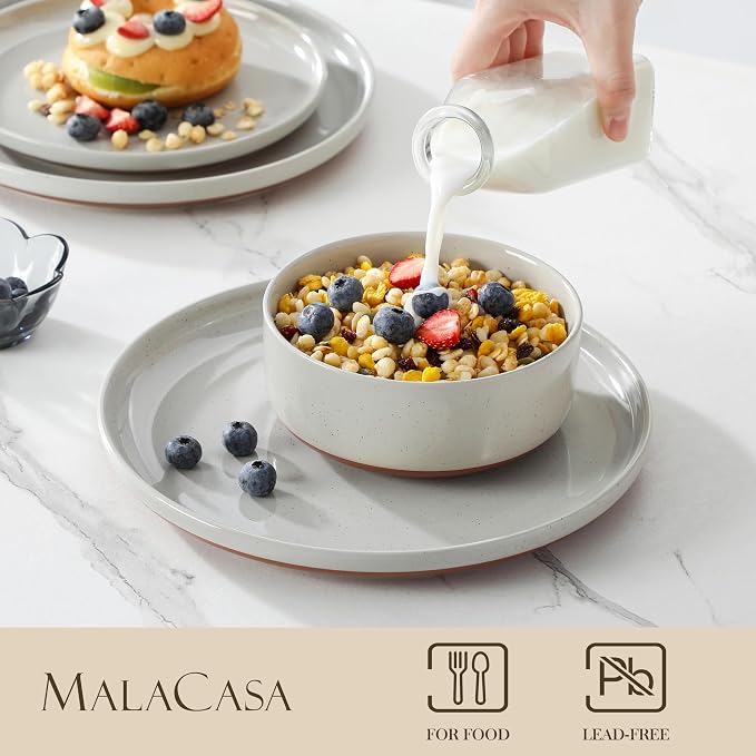 MALACASA Plates and Bowls Sets, 18 Pieces Modern Ceramic Dinnerware Set - Image 3