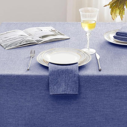 Softalker Extra Long Blue Tablecloths 60x144 inch Rectangular Faux Linen Table cloths Outdoor Waterproof Stain and Wrinkle Resistant Table Cover for 6/8/10 foot Rectangle Dining Table for Easter Party