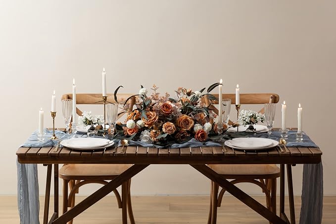 Vitalizart Cheesecloth Table Runner Blue 10ft Gauze Boho Rustic | 120 Inches - Image 4