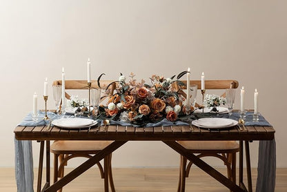 Vitalizart Cheesecloth Table Runner Blue 10ft Gauze Boho Rustic | 120 Inches - Image 4