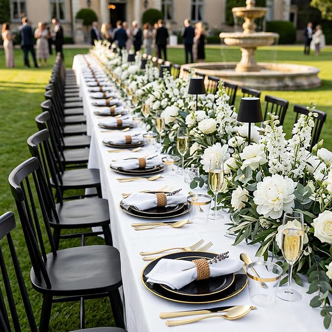 KIRE 350 PCS Black and Gold Plastic Plates - Image 6