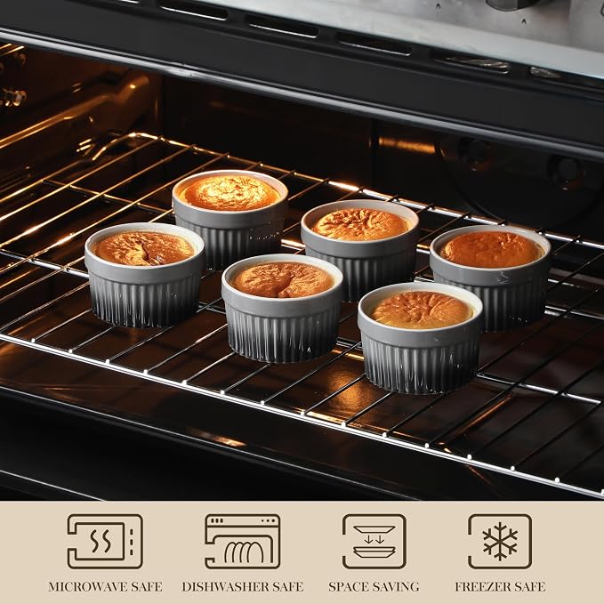 MALACASA Ramekins 6 oz Oven Safe, Small Ceramic Souffle Dishes - Image 4