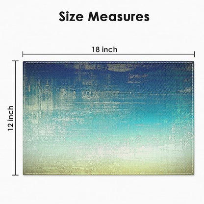 Emvency Farmhouse Placemats Set of 4, Abstract Blue and Green Vintage Art Painting 12x18 Inch Table Mats for Outdoor Home Party Kitchen Dining Decoration