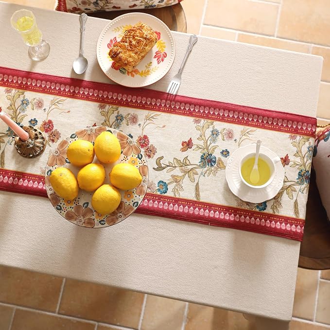 patdrea Designer Farmhouse Linen Table Runner, Rustic Cottage Mauve - Image 9