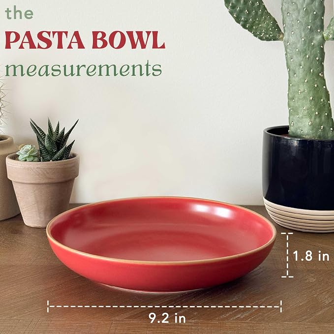 Mora Ceramic Artisan Matte Large Pasta Bowls 30oz, etc Kitchen Plate/Wide Bowl - Image 2