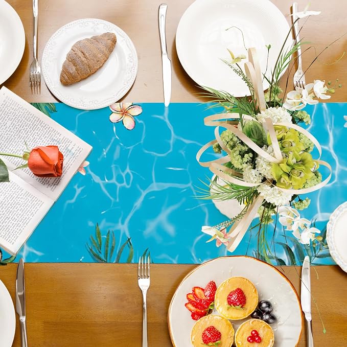 Summer Pool Flamingo Table Runner Spring Fun Float Party Burlap Table Runners - Image 8