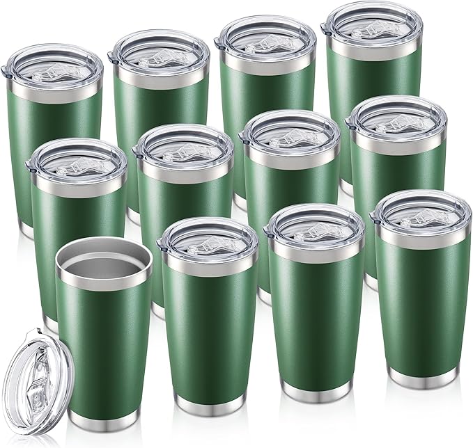 20oz Tumbler Bulk with Lid Stainless Steel Tumblers, 12 Pack | Leak Proof Lid by Unknown