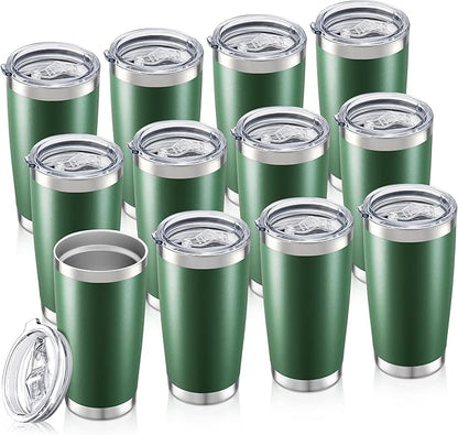 20oz Tumbler Bulk with Lid Stainless Steel Tumblers, 12 Pack | Leak Proof Lid by Unknown
