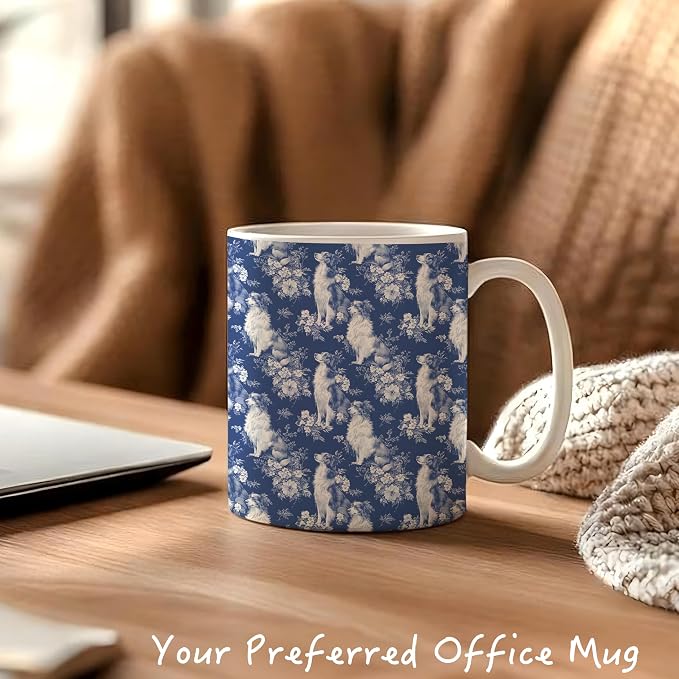 Blue Chinoiserie Border Collie Mug, Border Collie Gifts, Toile de Jouy French - Image 4
