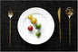 Placemats Set of 4 Vinyl/Plastic Woven Place Mats for Kitchen Table Indoor/Outdoor Washable Placemat Wipeable Dining Table Mats (Full Black,4)