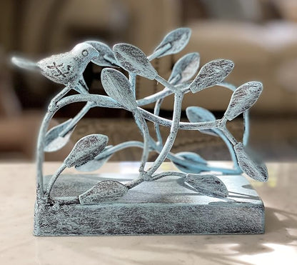 Antique Blue Bird Vertical Napkin Holder | Sturdy Paper Hand Towel Storage Tray by ChezJuJu