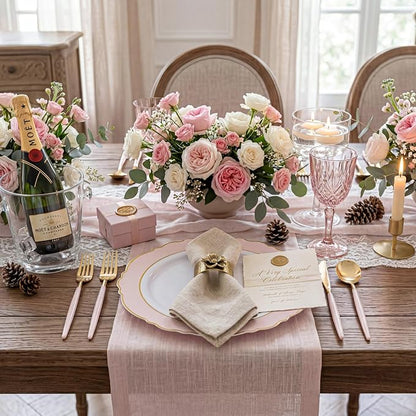 60pcs Pink Plastic Plates - Image 3