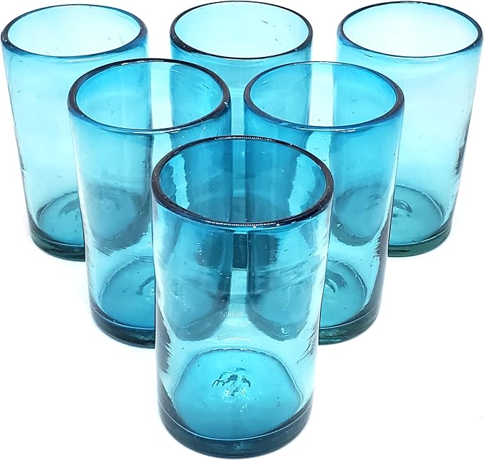 Solid Aqua Blue 14 oz Drinking Glasses, Recycled Glass, Toxin-Free - Image 6
