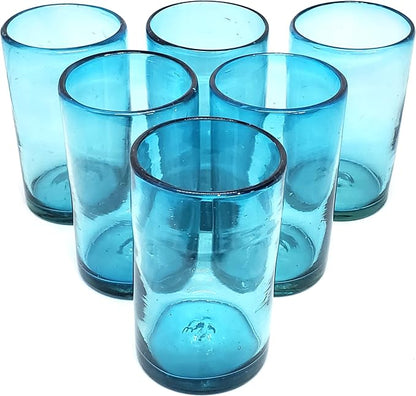 Solid Aqua Blue 14 oz Drinking Glasses, Recycled Glass, Toxin-Free - Image 6