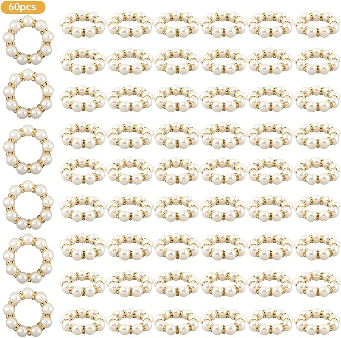 60 Pcs Pearl Napkin Rings Set - Image 9
