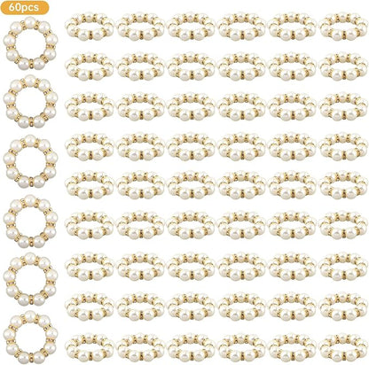 60 Pcs Pearl Napkin Rings Set - Image 9