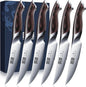HOSHANHO Steak Knives Set of 6, Ultra Sharp 4.5 Inch Serrated Steak Knife Set, Japanese High Carbon Steel Kitchen Steak Knives with Ergonomic Handle