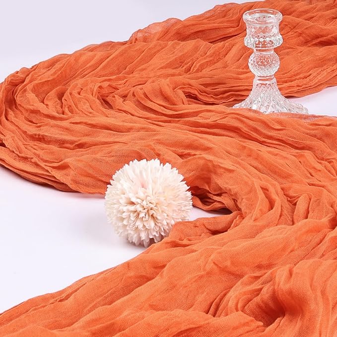 6 Pack 10Ft Orange Cheesecloth Table Runner 23 x 120 Inch | Gauze Rustic Boho - Image 3
