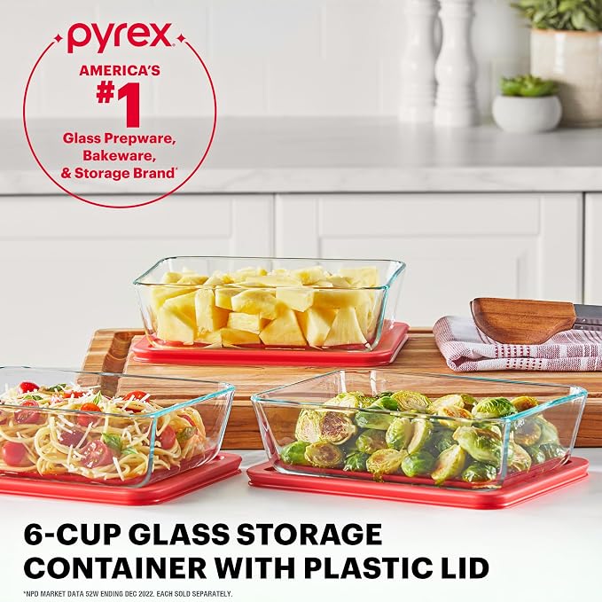 Pyrex Simply Store Glass Food Storage Container, Snug Fit Non-Toxic Plastic - Image 4