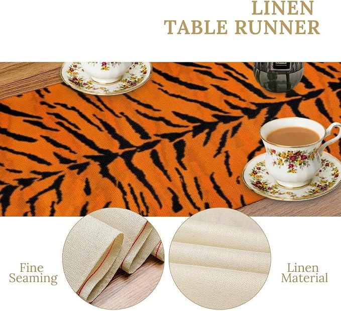 Vintage Tiger Print Table Runner, Rustic Cottage Country Farm Animal Fur Skin - Image 6