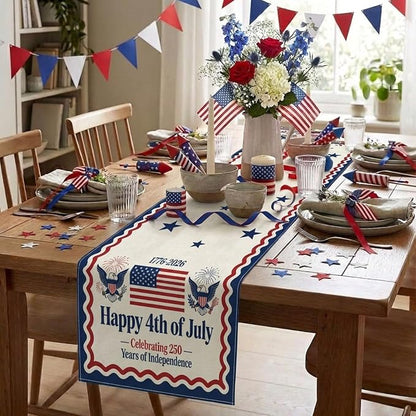 Patriotic Table Runner Decor, 250th Anniversary 4th of July American Flag - Image 6