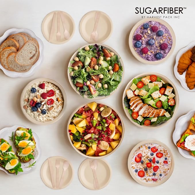 48oz Compostable Paper Bowls Disposable Round Natural Large Bowls, Biodegradable - Image 8