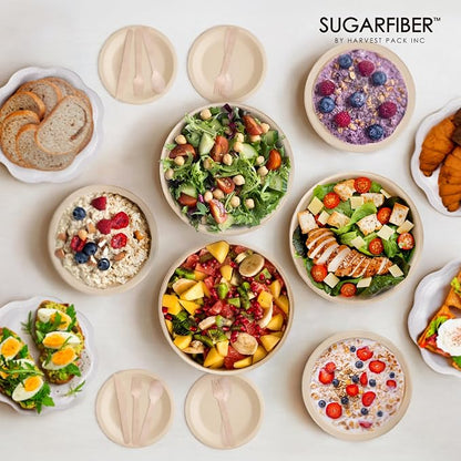 48oz Compostable Paper Bowls Disposable Round Natural Large Bowls, Biodegradable - Image 8
