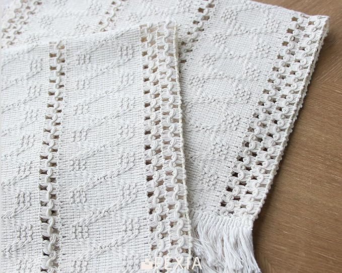 Beige Boho Placemats Set of 6 Table Mats Farmhouse Home Dining Decor | 12x20" - Image 3