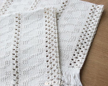 Beige Boho Placemats Set of 6 Table Mats Farmhouse Home Dining Decor | 12x20" - Image 3