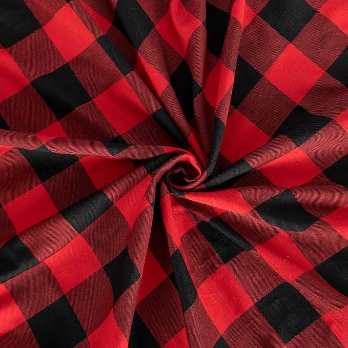 ShinyBeauty Checked Square Tablecloth 54x54-Inch Red and Black Buffalo Plaid - Image 3