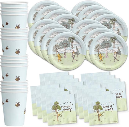 Winnie the Pooh Bear Boy's Birthday Party Supplies Set Plates Napkins Cups by BirthdayGalore