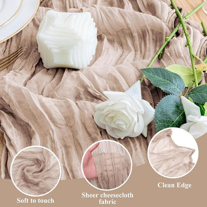 Cheesecloth Table Runner Nude Pink 10FT Boho Gauze Runner, 2 Pack | 120 Inch - Image 3