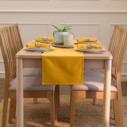 Encasa XO Table Runner, Cotton Canvas Dining Runner 13"x104" | Mango, 180 GSM - Image 4