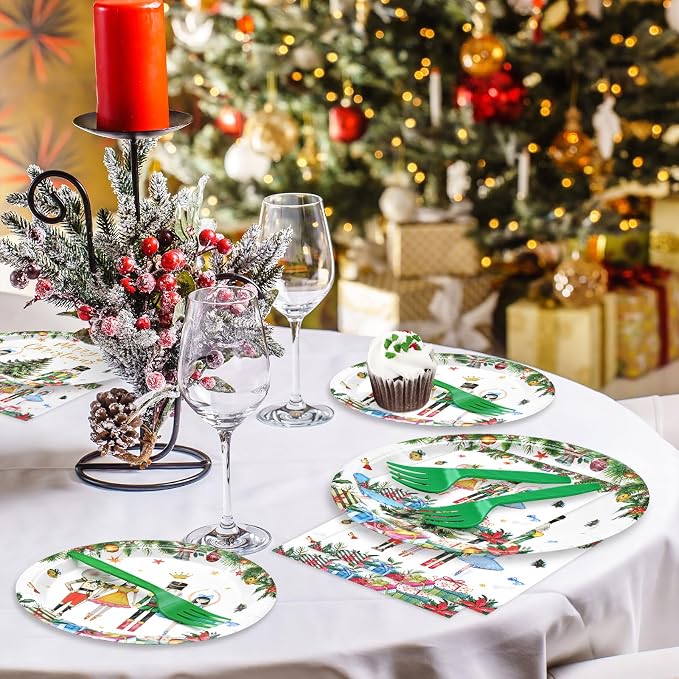 96 Pieces Christmas Ballet Party Tableware Set – Festive Disposable Dinnerware - Image 7