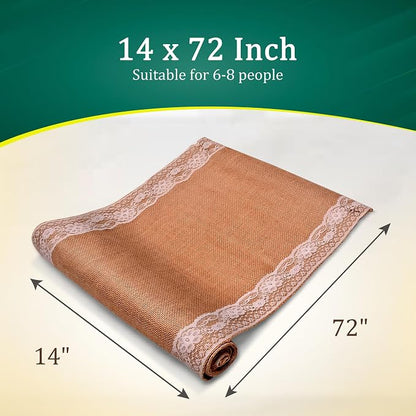 Burlap Lace Table Runner – 14”x 72” - Image 2