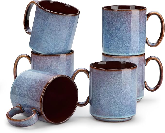 vancasso ONION Ceramic Coffee Mugs Set of 6, 16 Oz Coffee Cups by vancasso