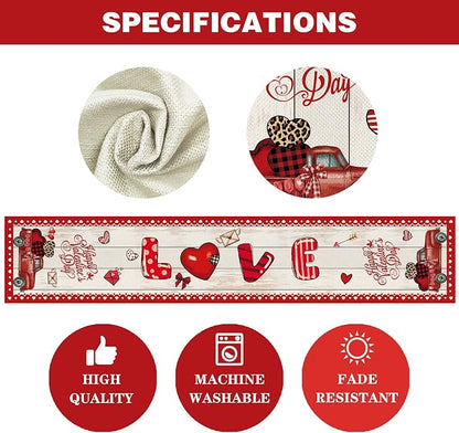 8 Pcs Truck Holiday Table Runner 72 Inches Long, Plaid Valentines Day St - Image 7