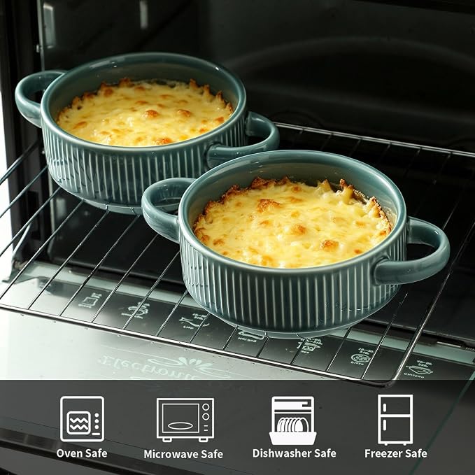 Soup Bowls with Handles, 23 oz French Onion Soup Crocks, Stackable Soup Bowl - Image 3