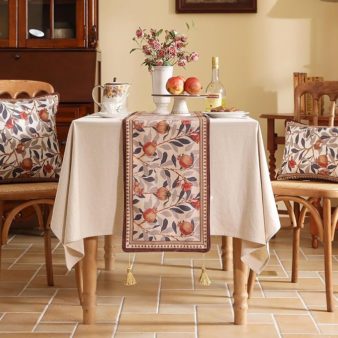 Patdrea Designer French Vintage Linen Table Runner, Floral Pattern, - Image 2