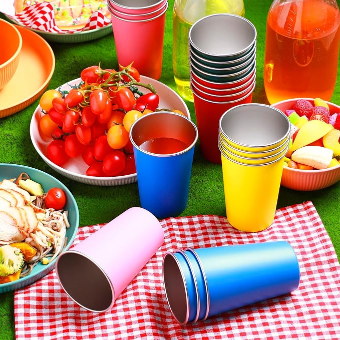 Mimorou 20 Pack Stainless Steel Pint Cups Metal Cups Unbreakable Drinking Water - Image 3