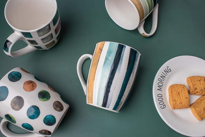 Set of 4 11.5oz Marble Patterns Coffee Mugs, Ceramic Tea Cup Set. - Image 4