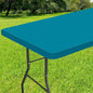 Smiry Rectangle Tablecloth, Elastic Fitted Flannel Backed Vinyl Tablecloths for 8ft Folding Tables, Waterproof Wipeable Table Covers for Indoor, Outdoor, Picnic and Camping (Turquoise, 30"x96")