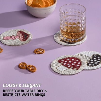 Folkulture Boho Coasters Set for Drinks | 4" Round Farmhouse or Rustic Table - Image 7