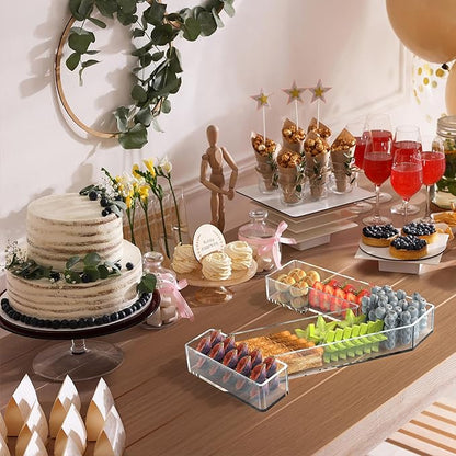 13.8" Acrylic Number Charcuterie Tray, Fillable Number Charcuterie Box for Food, Reusable Serving Cake Candy Dish Display Tray for Birthday Anniversary Party Decoration (Square Number 7)