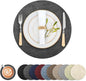 Round Faux Leather Placemats and Coasters, Reversible Heat Resistant Non-Slip by LANDVIEW