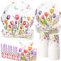 250 Pcs Floral Party Decorations Include Lavender Tulip Butterfly Paper Plates by Ziliny